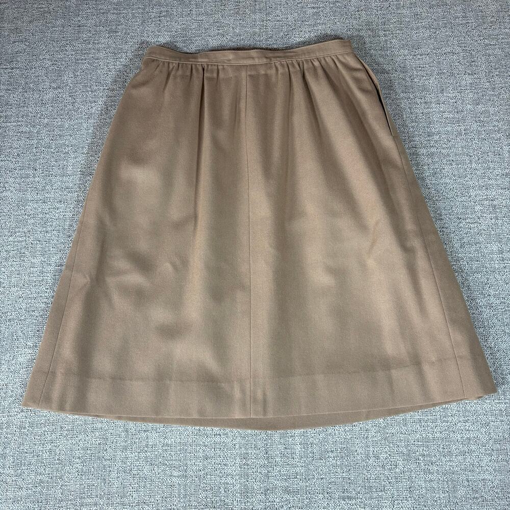 Pendleton Wool Skirt Pleated Tan USA Virgin Wool Size 14 - Picture 4 of 7